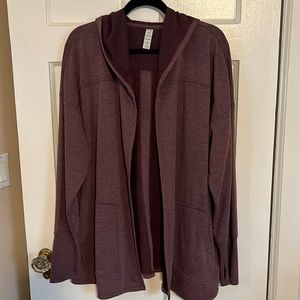 Marika size 1X maroon hooded open jacket/cardigan like new